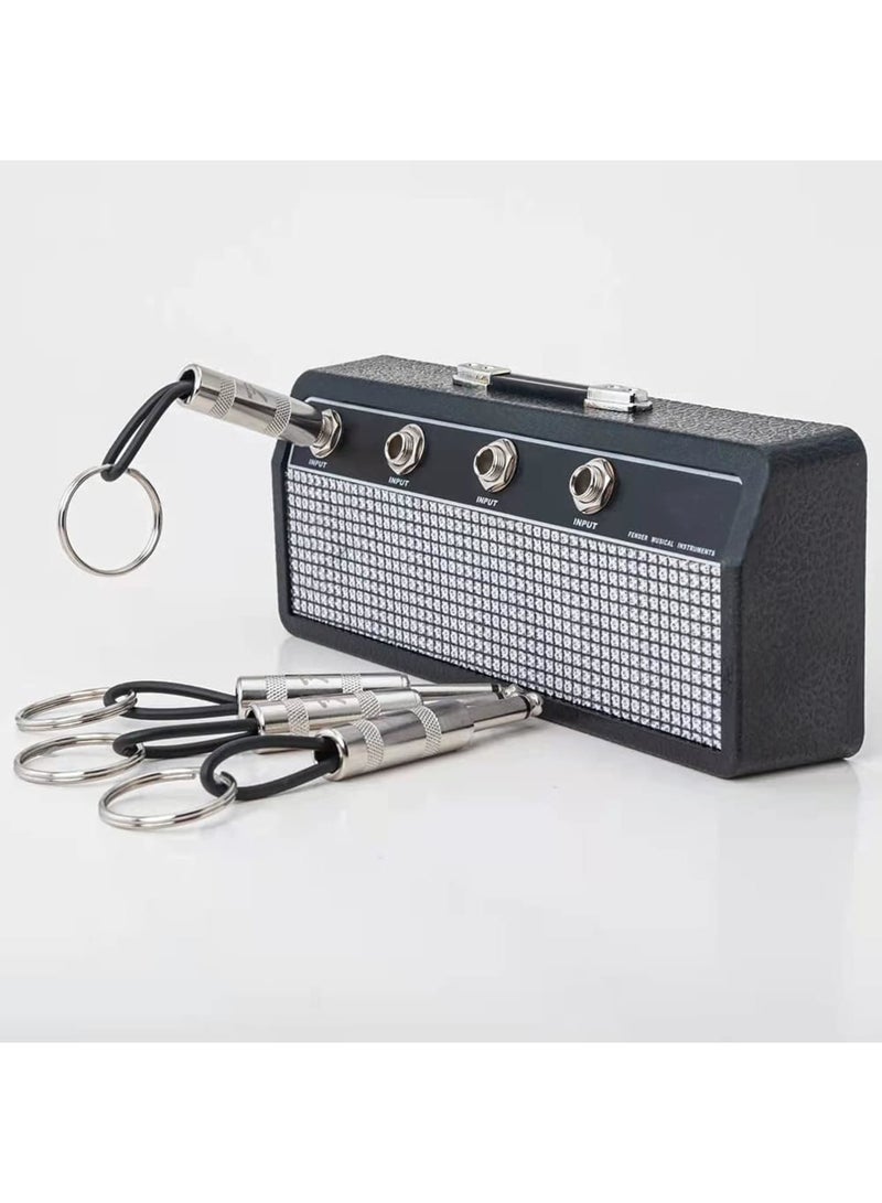 SYOSI Key Holder, Key Organisation Wall Mounted Key Rack Guitar Amplifier with 4 Plug Keyrings for entryway Mudroom,Hallway,Kitchen,Office Letter - Image 2